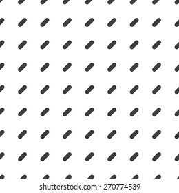 Seamless pattern of repeating rectangle with strongly rounded edges on a white background and dark gray
