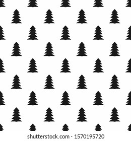 Seamless pattern with repeating silhouettes of Christmas trees. Simple print. Vector illustration.