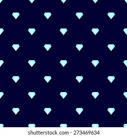 Seamless pattern with repeating stone diamond light blue azure color on a dark blue background