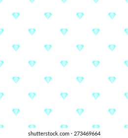 Seamless pattern with repeating stone diamond light blue azure color on a white background