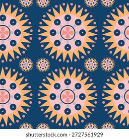 seamless pattern with repetion of geometric flower ornament