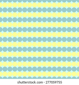 Seamless pattern of repetitive circles arranged in a line of yellow aquamarine background