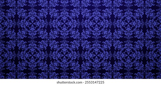 padrão sem costura repetitivo de cores azul escuro com fundo de ornamentos florais para papéis de parede, têxtil e página da web, tecido de malha texturizado, impressão de tecido, cobertura de convites de aniversário, papel de embrulho