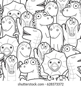 Seamless pattern of reptile animals in black and white  style use as background, wallpaper, card and wrap paper
