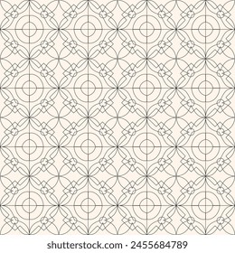 The seamless pattern resembles a target with circles in brown, grey, and beige. Its symmetry and parallel lines create a visually appealing art motif