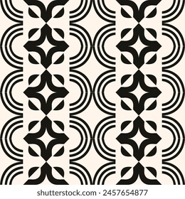 The seamless pattern, resembling an optical illusion, features rectangles and branches in a textile design with symmetry and parallel motifs