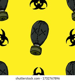Seamless pattern respirators medical medicine, protection against chemical gas otaki toxic contamination, protection against epidemic pandemic infections, the ability to breathe clean air