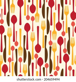 Seamless pattern with restaurant and kitchen utensils.