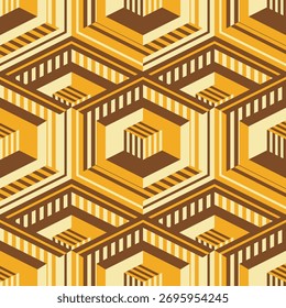 seamless pattern retro 3d cubes background