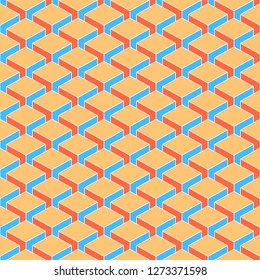 Seamless pattern for retro abstract background in vintage style. The ornament depicts colored cubes in perspective. The design graphic element is saved as a vector illustration in the EPS file format