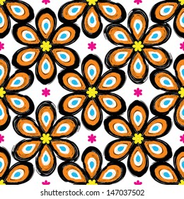 Seamless pattern with retro abstract flower / Seamless pattern with grunge geometric flower  