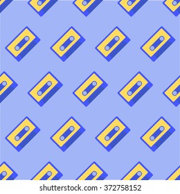 Seamless Pattern with retro audio cassettes. Repeating vector print. Stylish background.  Vector illustration audio tapes