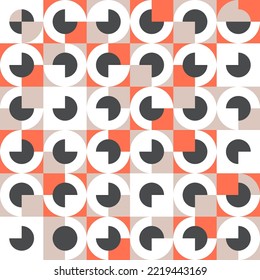 Seamless pattern in retro bauhaus style with circles. Background with geometric shapes for textile, paper, fabric, wallpaper. Vector illustration