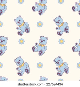 Seamless pattern with retro bear for boy