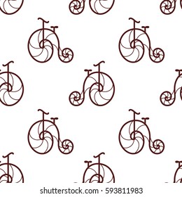 seamless pattern of retro bicycle