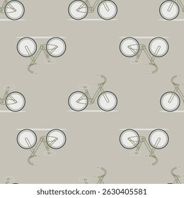 Patrón sin fisuras con bicicletas retro sobre fondo beige