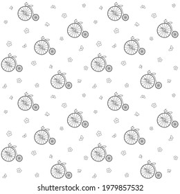 Seamless pattern with retro bike.