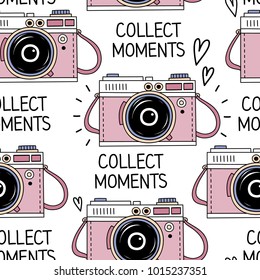 Seamless pattern with retro cameras