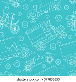 Seamless pattern with retro cars: racing, cars, truck