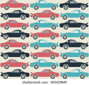 Seamless pattern with retro cars. Vector background for your designs. Template can be used for  print and wallpaper, design fabric.