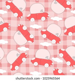seamless pattern with retro cartoon car. vector print.
