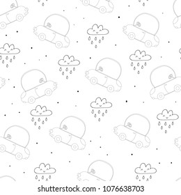seamless pattern with retro cartoon car. vector print.
