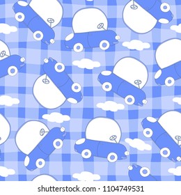 seamless pattern with retro cartoon car. vector print.
