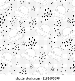 seamless pattern with retro cartoon car. vector print.