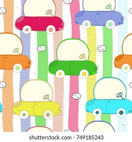 seamless pattern with retro cartoon car. vector print