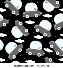 seamless pattern with retro cartoon car. vector print