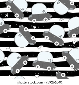 seamless pattern with retro cartoon car. vector print