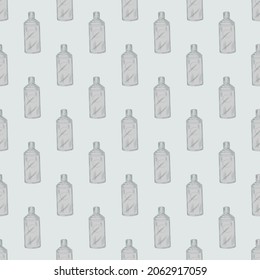 Seamless pattern retro chinese bottle on light blue background. Geometrical texture template for menu restaurant. Design vector illustration.
