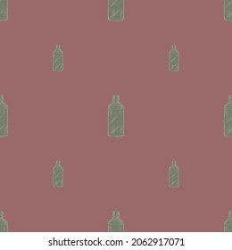 Seamless pattern retro chinese bottle on pink background. Geometrical texture template for menu restaurant. Design vector illustration.