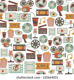 seamless pattern with retro cinema icons