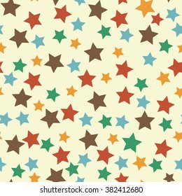 Seamless pattern with retro color pastel stars. Repeat texture background, vector.