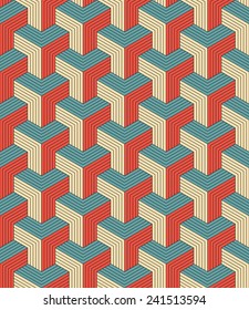 Seamless Pattern Of Retro Colored Blocks. Each Color In Separate Layer.