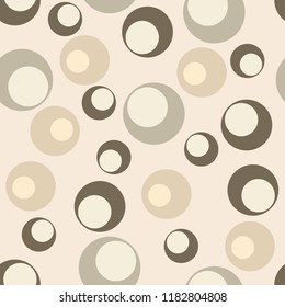 Seamless pattern in retro colors. Beige background with geometry circle. Vector illustration