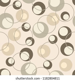Seamless pattern in retro colors. Beige background with geometry circle. Vector illustration