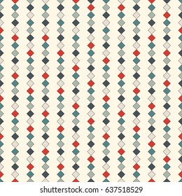 Seamless pattern with retro colors repeated squares. Vertical lines abstract background. Mosaic wallpaper. Minimalist geometric ornament. Digital paper, textile print, page fill. Vector art