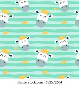 Seamless Pattern Of Retro Cute Giraffe Design For T-shirt, Mug, Bag Lunchbox, Wallpaper, Wrapper, Poster And Banner Flat Design For Kids. Vector Illustration
