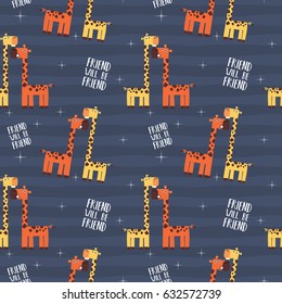 Seamless Pattern of Retro Cute Giraffe Design for t-shirt, mug, bag lunchbox, wallpaper, wrapper, poster and banner flat design for kids. vector illustration
