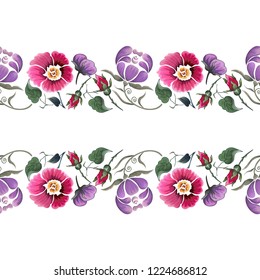 Seamless pattern with retro flowers.