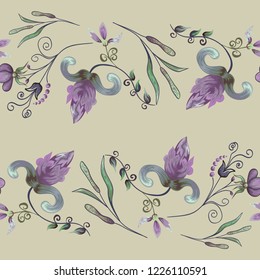 Seamless pattern with retro flowers