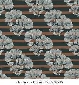 Seamless pattern with retro flowers. Vintage floral background. Design for fabric, textile print, wrapping paper, cover, poster. Vector illustration