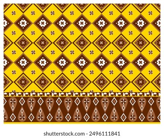 Seamless pattern, retro, folklore geometric ethnic style design for textiles, floor and wallpaper.