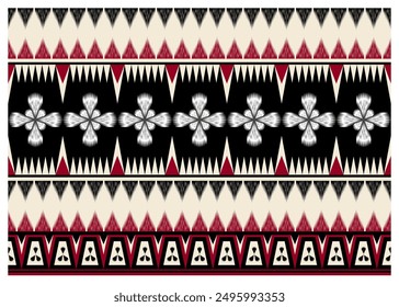 Seamless pattern, retro, folklore ikat ethnic style design for textiles, floor and wallpaper.