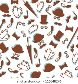 seamless pattern with retro gentleman accessories