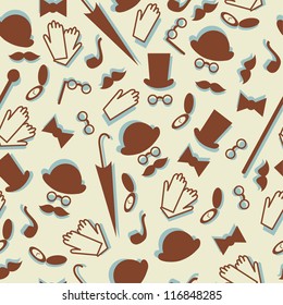 seamless pattern with retro gentleman accessories