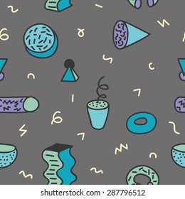 Seamless pattern with retro geometric doodles 1