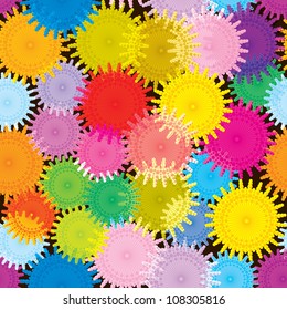 Seamless pattern with retro geometric flower